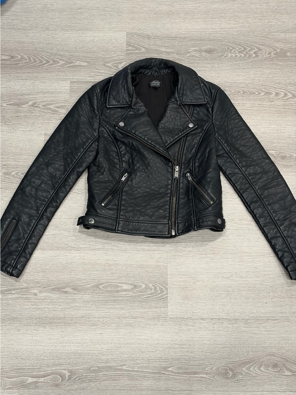Topshop Black Faux Leather Moto Jacket